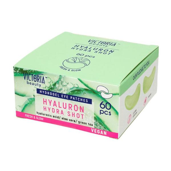 Plasturi Hidrogel cu Acid Hialuronic, Aloe Vera si Ceai Verde pentru Ochi - Victoria Beauty Hydrogel Eye Patches, 60 buc