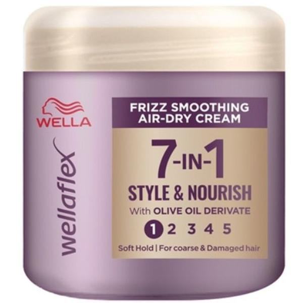 Crema Anti-Electrizare, cu Fixare Delicata - Wella Wellaflex 7-in-1 Style &amp; Nourish Frizz Smoothing Air-dry Cream, 150 ml
