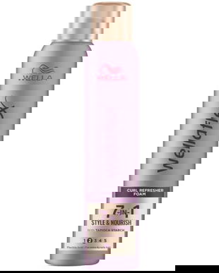 Spuma pentru Par Ondulat si Buclat, cu Fixare Flexibila - Wella Wellaflex 7-in-1 Style &amp; Nourish Curl Refresher Foam, 200 ml