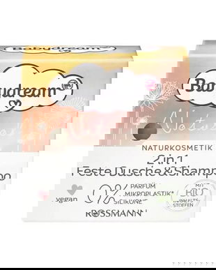 Sampon solid 2 in 1, pentru bebeluși și copii, fără parfum, fără coloranți, cu ingrediente organice, Naturkosmetik Feste Dusche &amp; Shampoo Babydream, 60 gr
