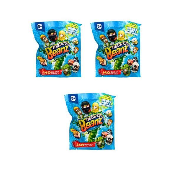 Set 3 Plicuri Mighty Beanz – 2 Beanz Surpriză de 2 cm + Cartonaș Colecționabil