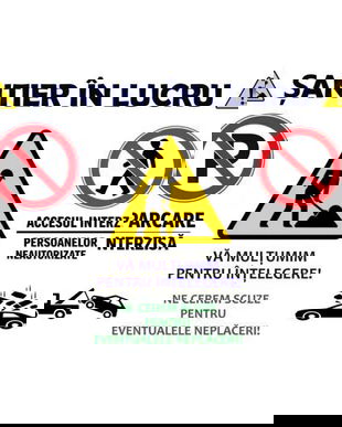 Banner &bdquo;Șantier &icirc;n lucru-Parcare interzisă&rdquo; &ndash; 110&times;80 cm