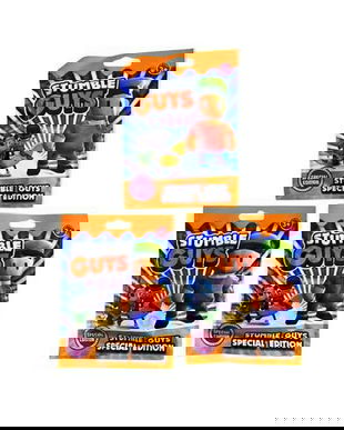 Set 3 plicuri Stumble Guys &ndash; Figurină surpriză 8 cm + cartonaș colecționabil