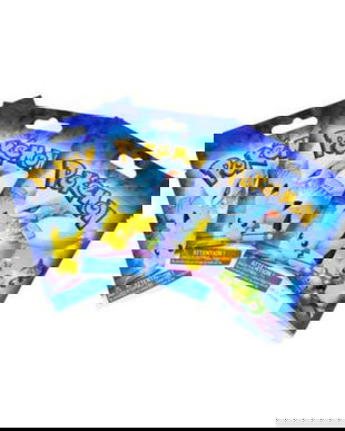 Set 3 plicuri Pok&eacute;mon &ndash; Figurină surpriză 5 cm + cartonaș colecționabil