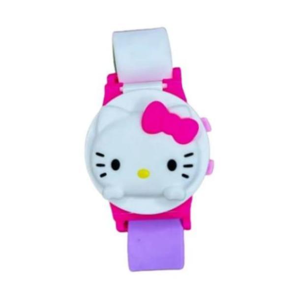 Ceas Digital Copii cu Capac &ndash; Hello Kitty, Display Led, Brățară Silicon