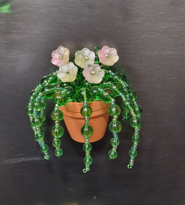 Beaded plant roz/ galben