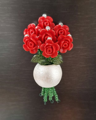 Beaded bouquet trandafir roșu