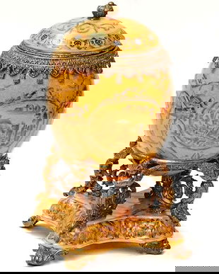 Bomboniera cu lei din portelan cu bronz