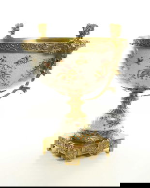 Fructiera grandioasa din portelan cu bronz