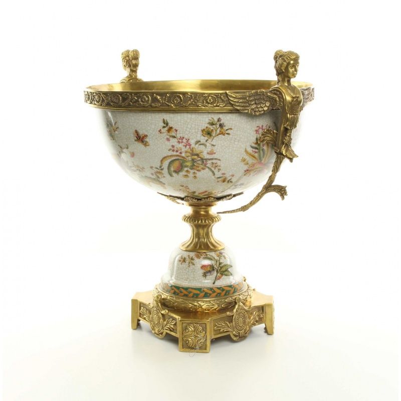 Fructiera grandioasa din portelan cu bronz