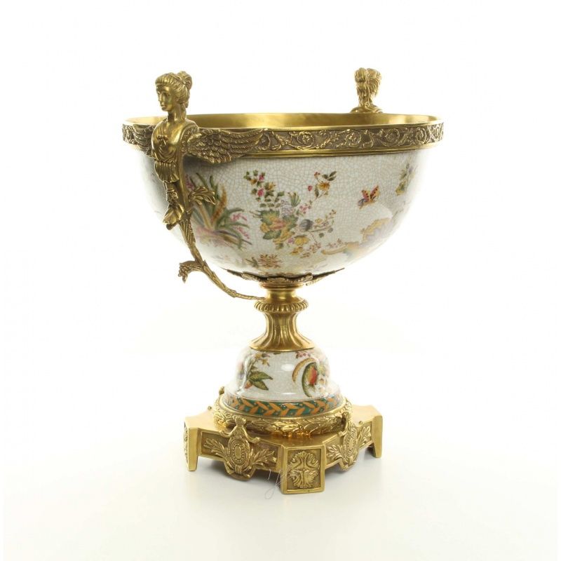 Fructiera grandioasa din portelan cu bronz