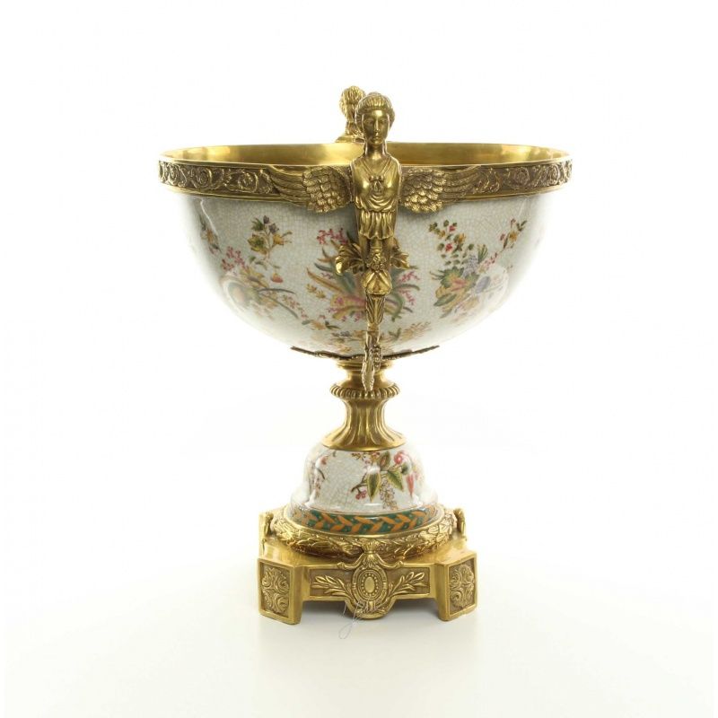 Fructiera grandioasa din portelan cu bronz