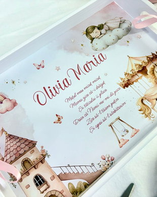 Set aniversar personalizat 1 anisor - Little girl- Tavita turta si accesorii