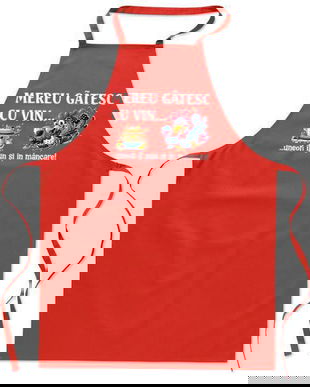 Sort de bucatarie, bumbac, Piksel, rosu, Mereu gatesc cu vin, M3