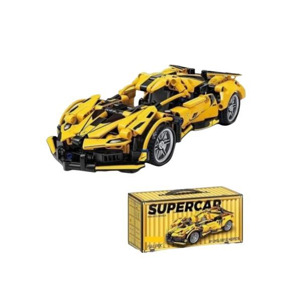 Set Construcție Mașină Sport Supercar Galbenă