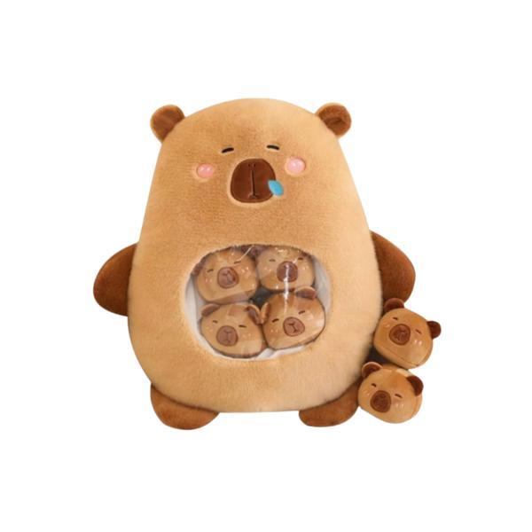 Jucărie de pluș Capibara 50 cm cu pui detașabili – Set 7 în 1