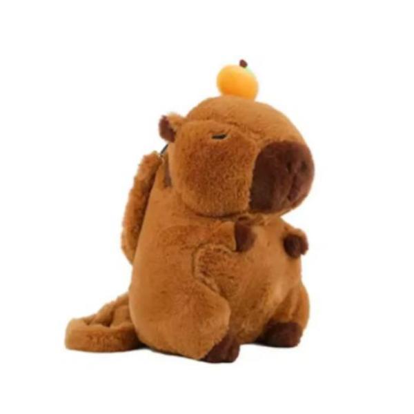 Rucsac jucărie de plus, capibara cu portocala, maro, 35 cm