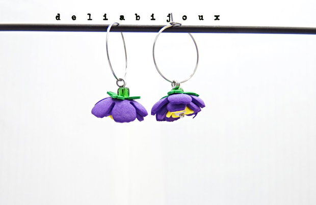 Set bijuterii handmade - flori multicolore colier și cercei (cod1376)