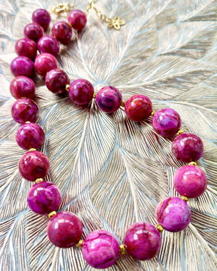 Colier agate ciclam crazy lace