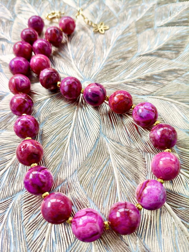 Colier agate ciclam crazy lace