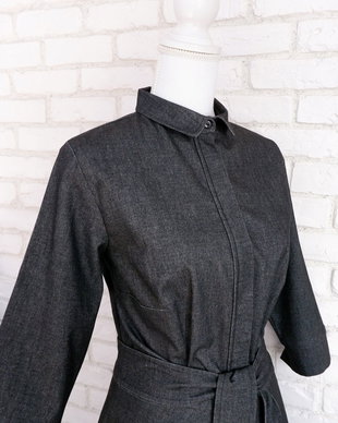 Rochie Camasa Lunga Stofa Gri Inchis Negru