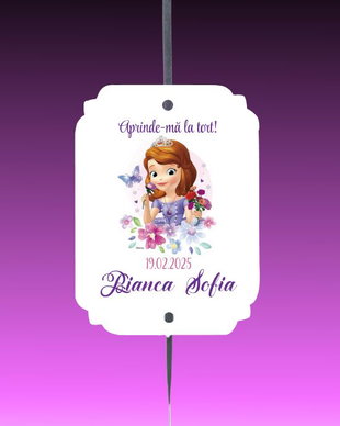 Etichete artificii tort personalizate Prințesa Sofia