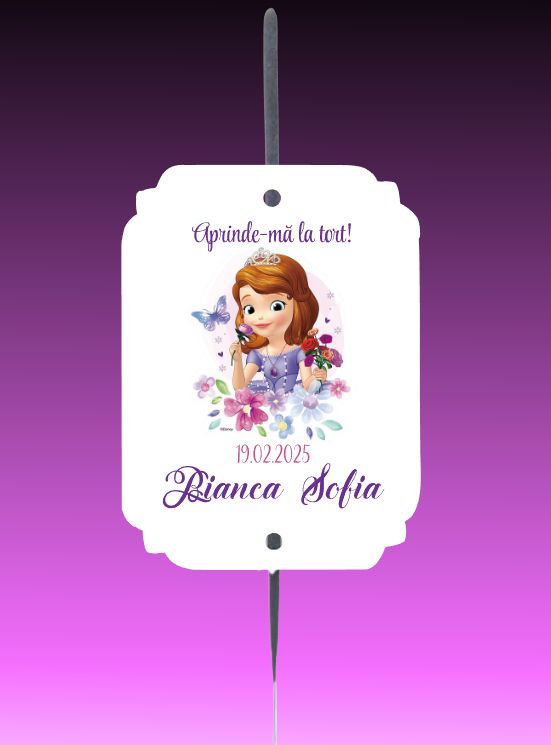 Etichete artificii tort personalizate Prințesa Sofia
