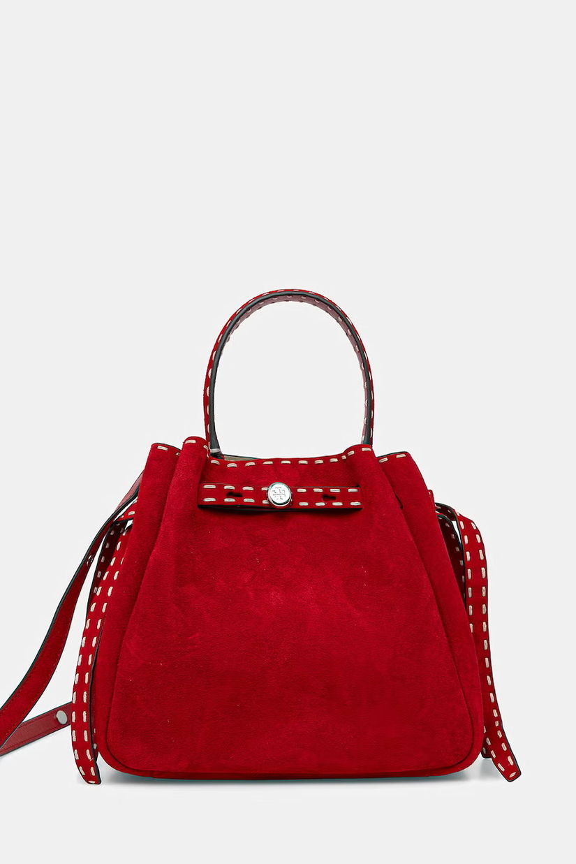 Tory Burch geantă de mana din piele întoarsă Romy