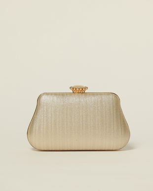 Clutch auriu cu inchidere metalica decorativa