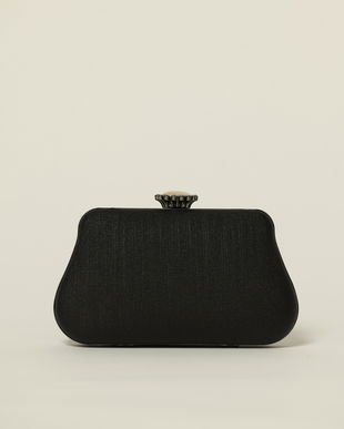 Clutch negru cu inchidere metalica decorativa