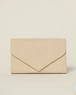 Clutch elegant bej cu textura fina
