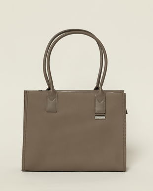 Geanta gri office cu detaliu argintiu