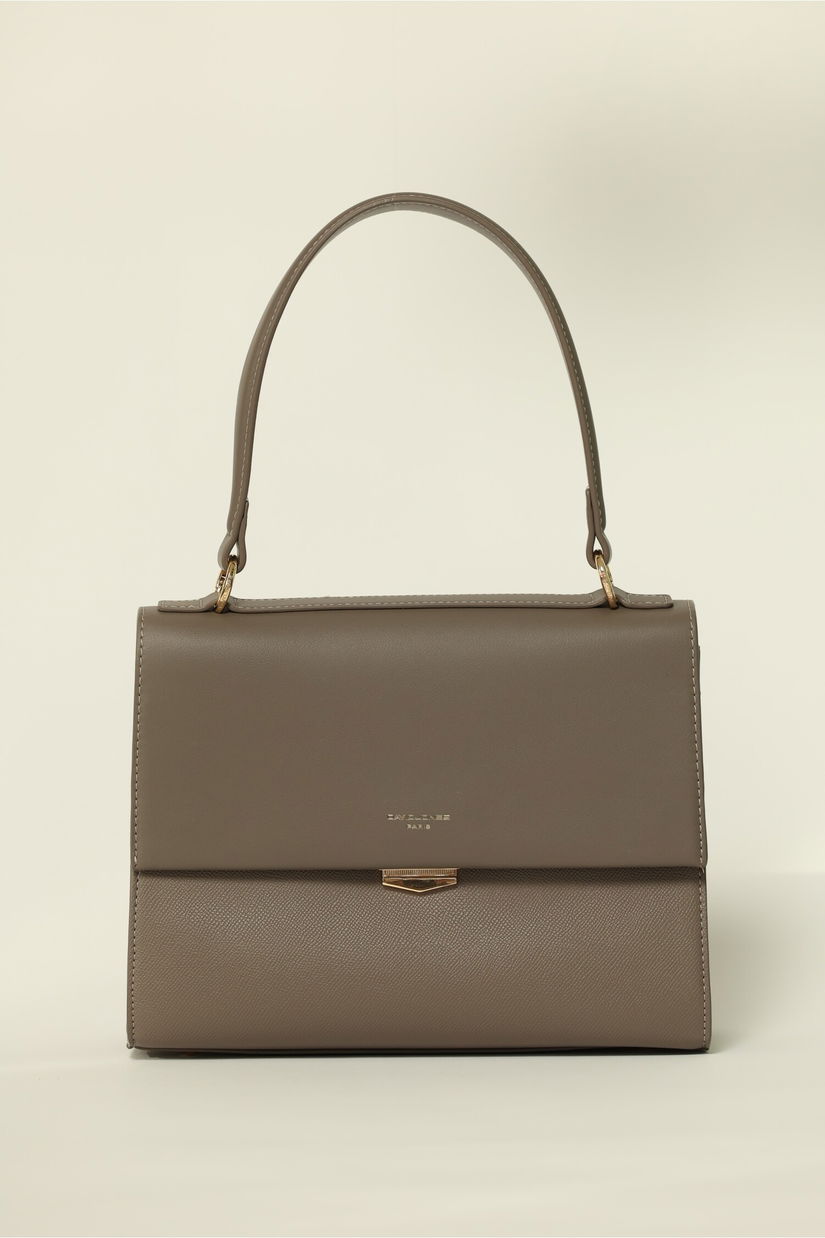 Geanta gri model clasic cu inchidere metalica