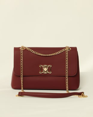 Geanta bordo eleganta cu detalii aurii