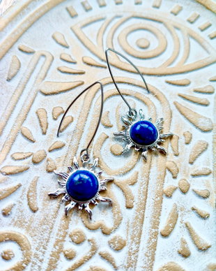 Cercei soare lapis lazuli
