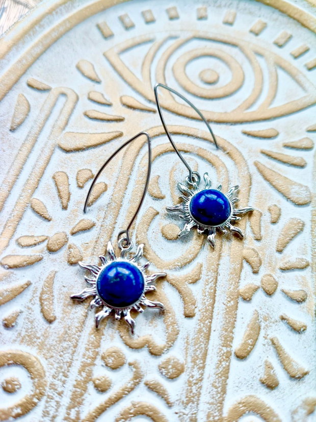 Cercei soare lapis lazuli