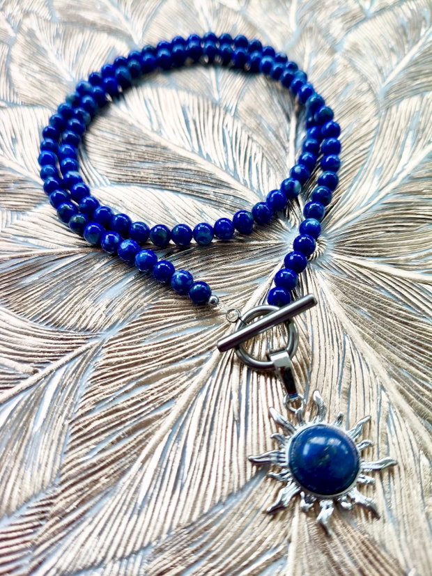 Colier soare lapis lazuli