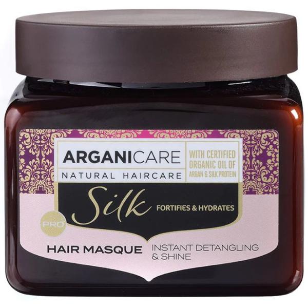 Masca de Par pentru Descurcare Instanta si Stralucire, cu Proteina de Matase - Arganicare Silk Hair Masque Instant Detangling&amp;Shine, 500 ml
