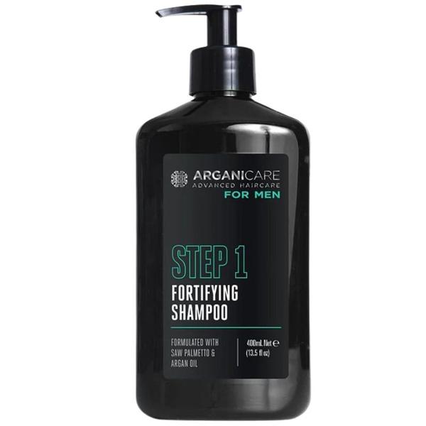 Sampon Fortifiant si Anti-cadere pentru Barbati, Saw Palmetto si Ulei de Argan - Arganicare For Men Step 1 Fortifying Shampoo, 400 ml