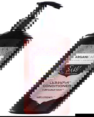 Balsam Fara Clatire cu Keratina pentru Par Cret - Arganicare Silk Leave-In Conditioner For Curly Hair, 400 ml
