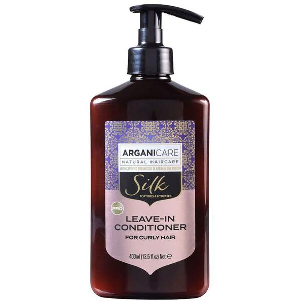 Balsam Fara Clatire cu Keratina pentru Par Cret - Arganicare Silk Leave-In Conditioner For Curly Hair, 400 ml