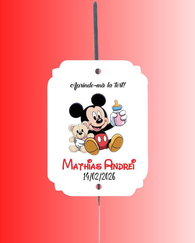 Etichete artificii tort Mickey mouse roșu