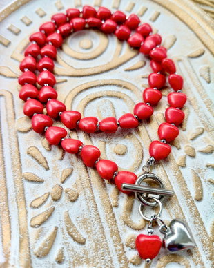 Colier CHOKER MARTISOR inimi howlit rosu