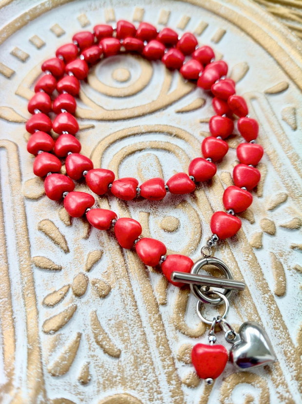 Colier CHOKER MARTISOR inimi howlit rosu