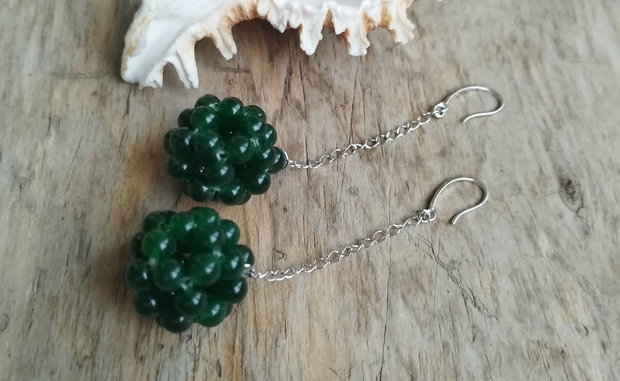 Mure verzi - cercei agate, argint 925 rodiat