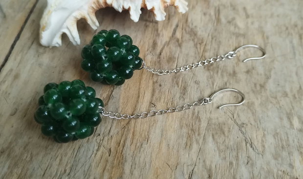 Mure verzi - cercei agate, argint 925 rodiat