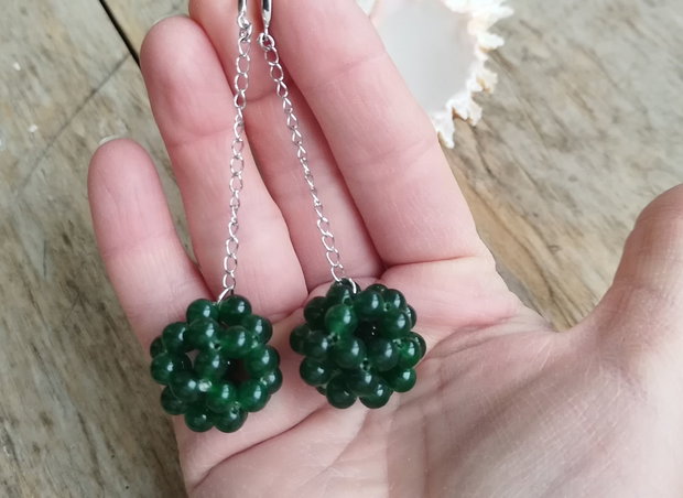 Mure verzi - cercei agate, argint 925 rodiat