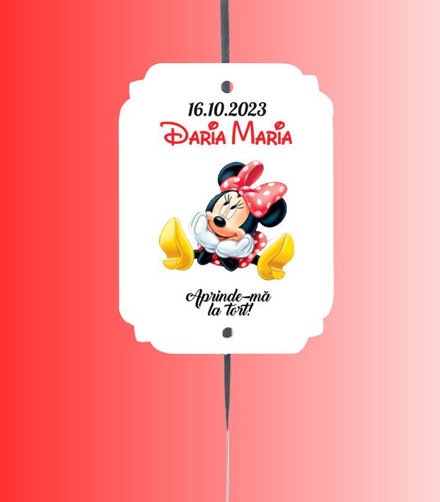 Etichete artificii tort Minnie mouse roșie
