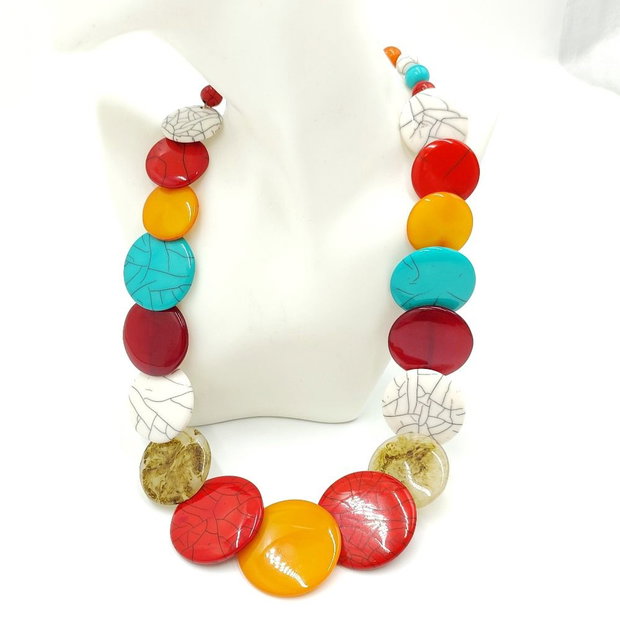 Colier multicolor cu margele sintetice 4607