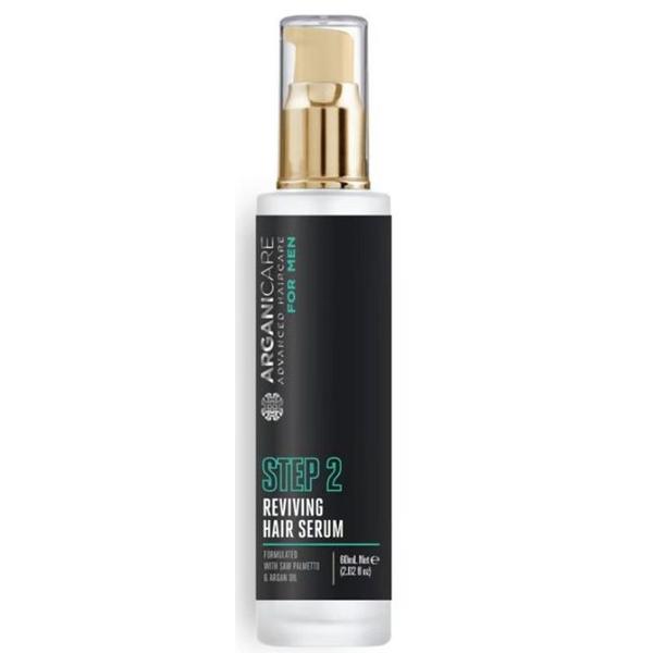 Ser Revitalizant pentru Par, pentru Barbati, cu Saw Palmetto si Ulei de Argan - Arganicare For Men Step 2 Reviving Hair Serum, 60 ml